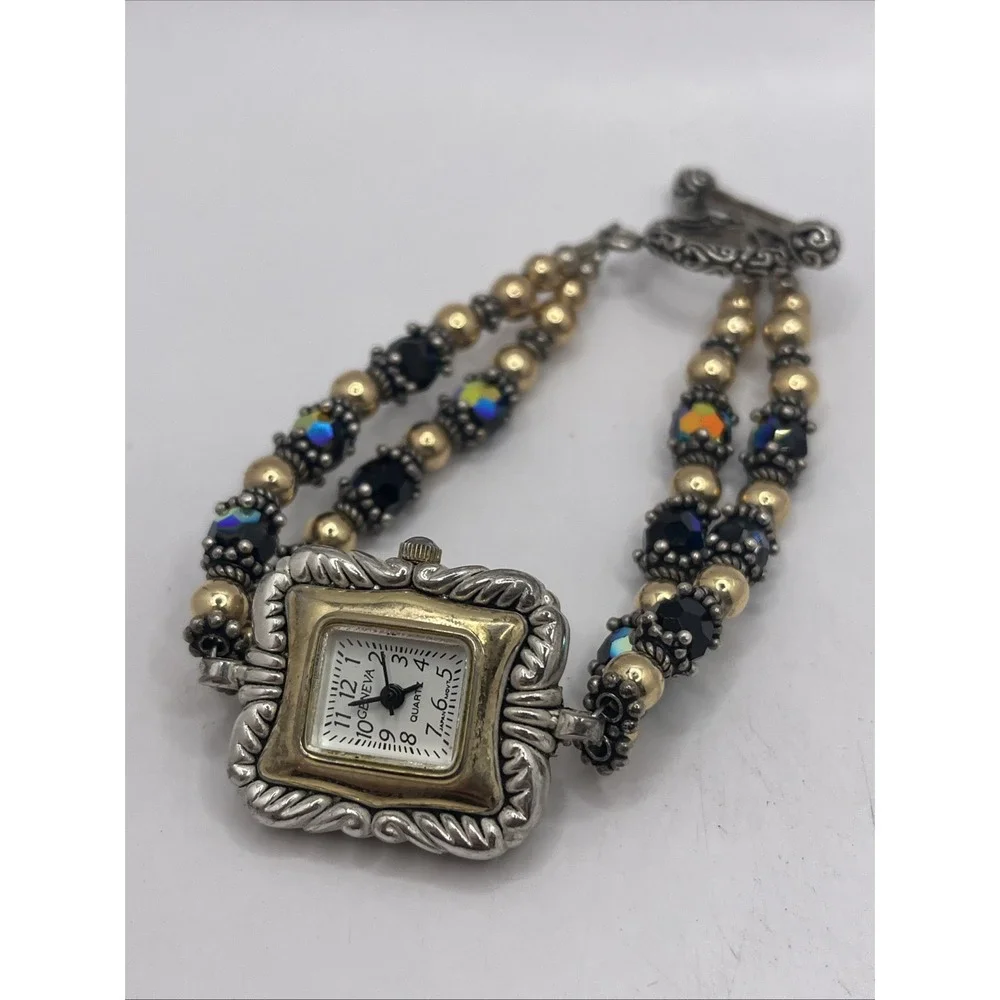 Geneva Women's Watch 23mm Silver Tone Beaded Toggle‎ 6.5
